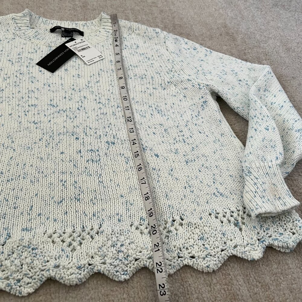 NWT French Connection Nevanna Scallop Hem Cotton Crewneck Sweater M - Picture 5 of 11